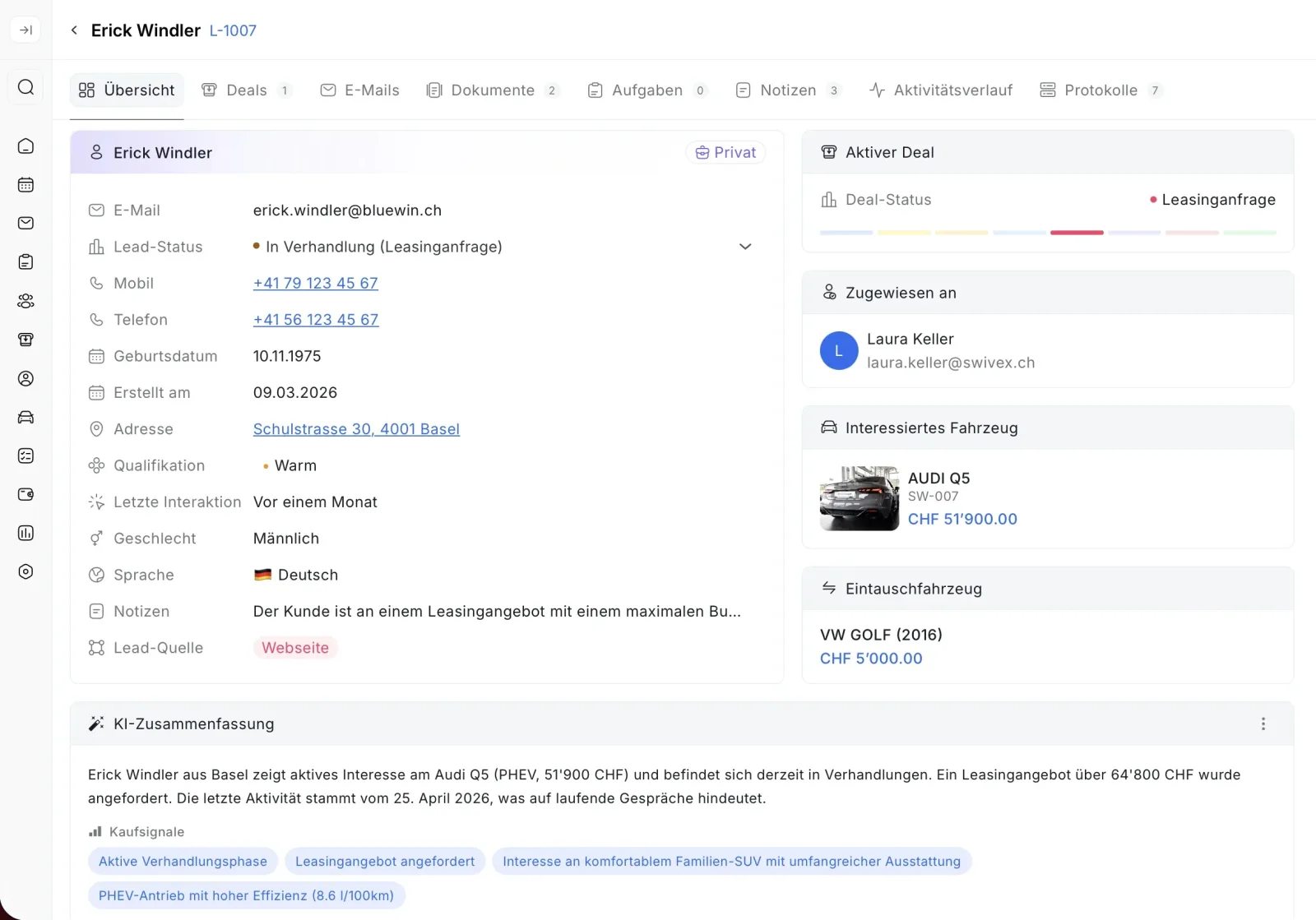 Swivex Autohaus CRM Leadmanagement